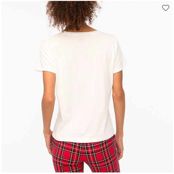**NWT J. Crew White W/Gold "Wine" Christmas Graphic Tee - Picture 4 of 9